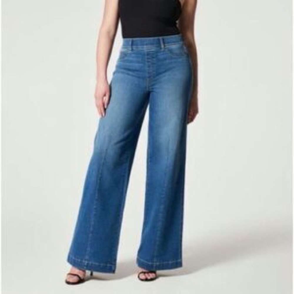 SPANX seamed wide leg jeans Large